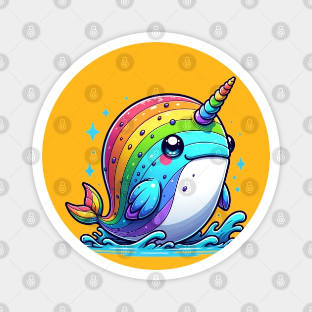 Rainbow Kawaii Narwhal Magnet by Maries Papier Bleu